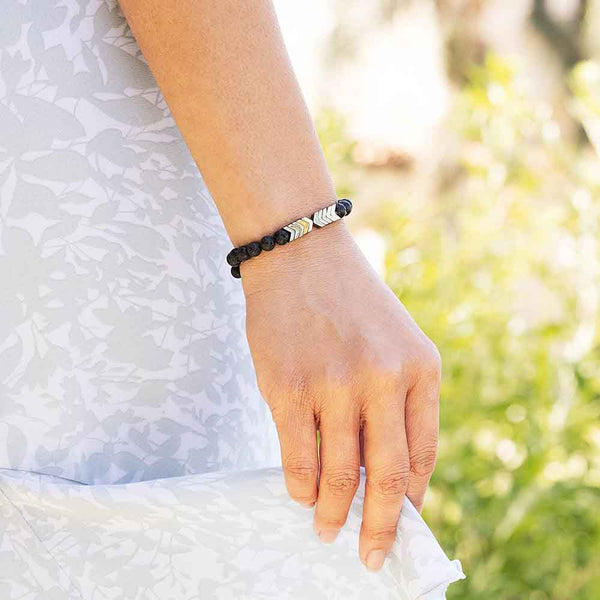 Sacred Arrow Diffuser Bracelet Lava Gold